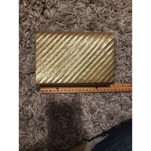 Vintage LaRegale Evening Bag Gold Metallic Crossbody‎ Snap Clutch